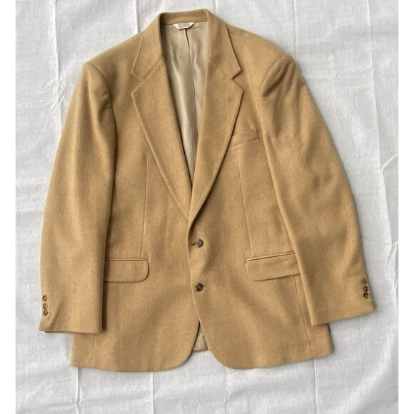 HUNT VALLEY USA MENS BROWN 100% CAMEL HAIR SPORT COAT JACKET BLAZER SIZE: 46 - Picture 2 of 16